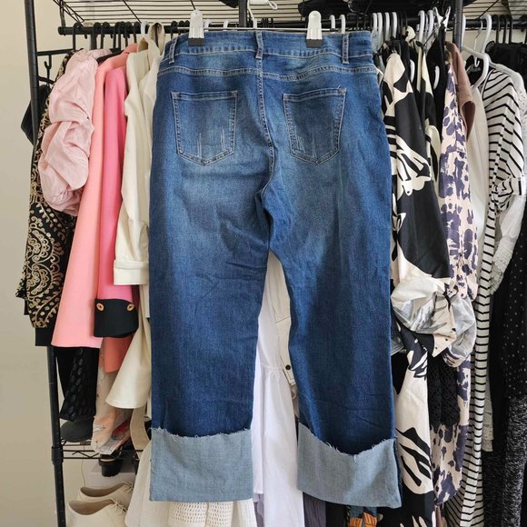 Blue High Waist Distressed Straight Leg Jeans - Picture 14 of 15